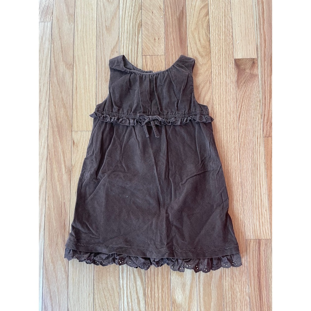 Vintage Gap Brown Corduroy Eyelet‎ Lace Trim Dress Toddler Girls 2 Years